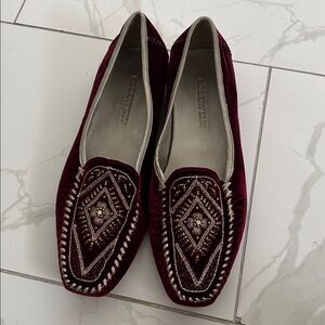 Robert Zur Playa Maroon Velvet Driving Penny Loafers Mocasins Women’s Size 12AA